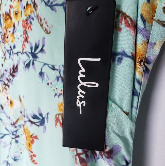 Lulus NWT Sunny Meadow Sage Floral Tie-Back Dress - Picture 6 of 8